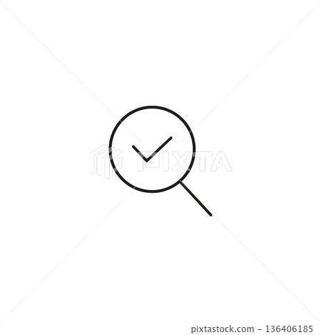 Search line icon isolated on white background. Check mark sign. Approve line symbol. 136406185