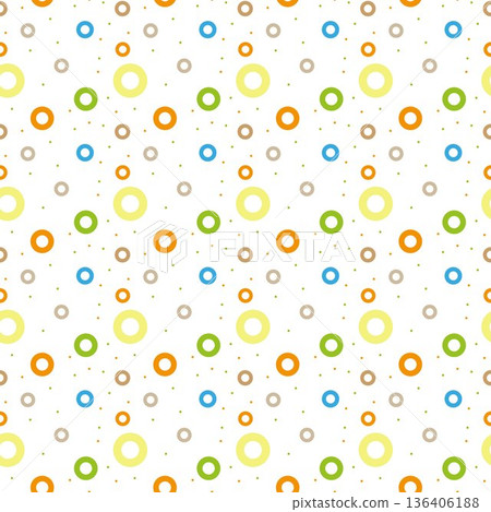 Circle round ring Vector Seamless Pattern. Colorful bubble texture. Abstract background design. 136406188