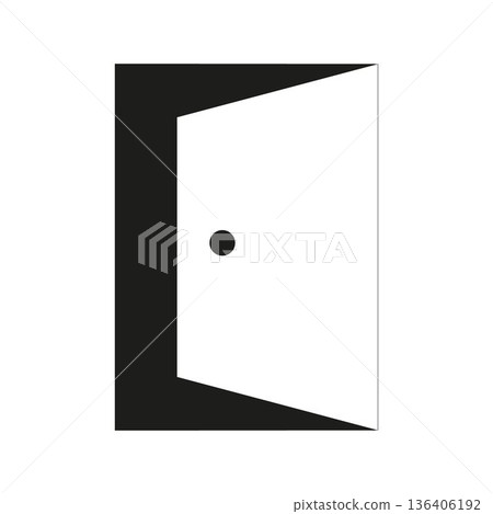 Door frame icon. Entrance symbol. Flat vector logotype element. Door way pictogram. 136406192