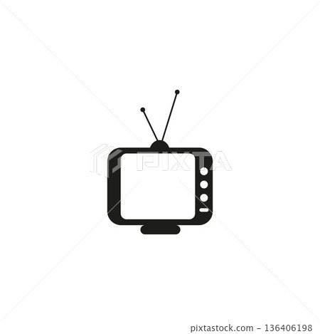 Retro TV icon in flat style, black and white retro TV icon, Vector illustration of Retro TV icon for you design. 136406198