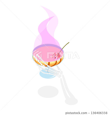 3D Isometric Flat Vector Illustration of Halloween Drinks, Collection Of Skeleton Hands Holding Spooky Halloween Coctails. Item 1 3D Isometric Flat Vector Illustration of Halloween Drinks, Collection Of Skeleton Hands Holding Spooky Halloween Coctails. Item 1 136406338