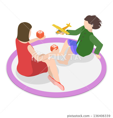 3D Isometric Flat Vector Illustration of Awareness and Inclusion in Childhood, Engaging Special Needs Students In Educational And Recreational Activities. Item 1 136406339