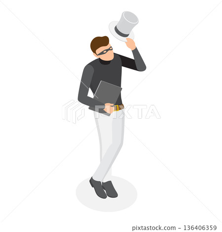 3D Isometric Flat Vector Illustration of Hackers Classification, Digital Security, Online Threats. Item 1 136406359