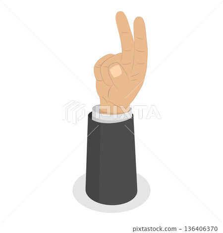 3D Isometric Flat Vector Set of Human Hands Gestures, Counting Numbers from Zero to Five. Item 5 136406370