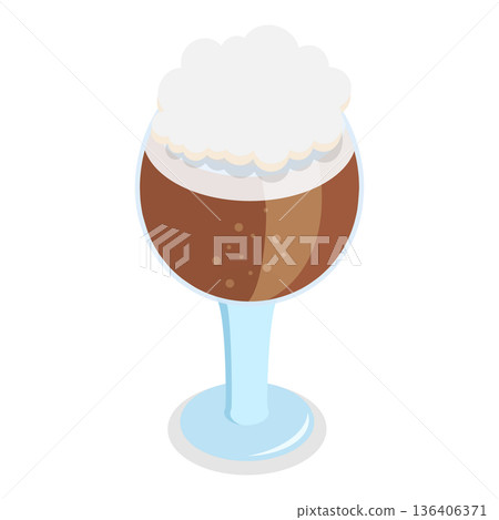 3D Isometric Flat Vector Illustration of Types Of Beer, Beverages in Recommended Glasses. Item 9 3D Isometric Flat Vector Illustration of Types Of Beer, Beverages in Recommended Glasses. Item 9 136406371
