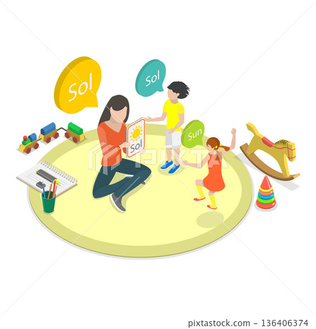 3D Isometric Flat Vector Set of Parents Learning with their Kids, Engaging In Educational Activities Together. Item 6 3D Isometric Flat Vector Set of Parents Learning with their Kids, Engaging In Educational Activities Together. Item 6 136406374