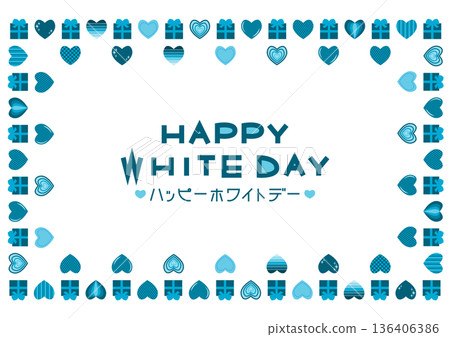 White Day illustration with hearts and gift pattern frame White Day illustration with hearts and gift pattern frame 136406386