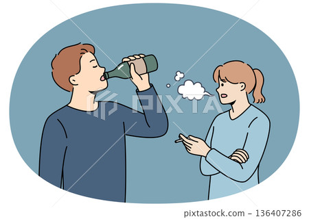 People with harmful addiction destroy health due to inability to give up drinking beer and alcohol. People with harmful addiction destroy health due to inability to give up drinking beer and alcohol. 136407286