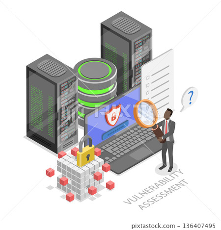 3D Isometric Flat  Illustration of Mulnerability Testing. Item 1 136407495