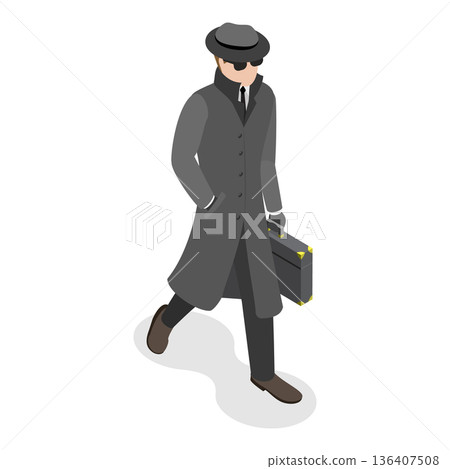 3D Isometric Flat  Illustration of Spies. Item 3 136407508