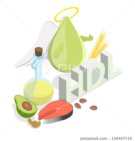 3D Isometric Flat  Illustration of HDL Vs LDL. Item 2 136407519