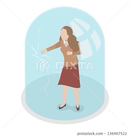 3D Isometric Flat  Illustration of Glass Barriers. Item 2 136407522