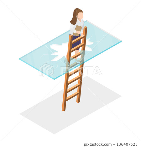 3D Isometric Flat  Illustration of Glass Barriers. Item 1 136407523