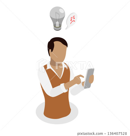 3D Isometric Flat  Illustration of Book Vs Phone. Item 2 136407528