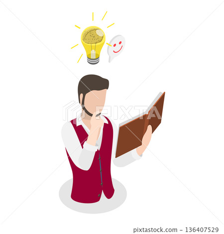 3D Isometric Flat  Illustration of Book Vs Phone. Item 1 136407529