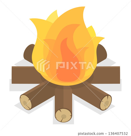 3D Isometric Flat  Set of Bonfires. Item 5 136407532