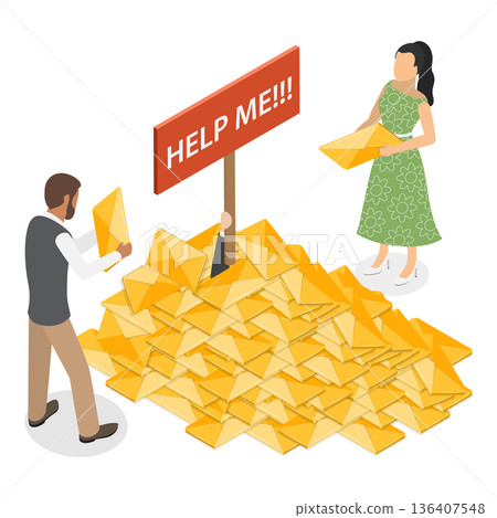 3D Isometric Flat  Illustration of Spam. Item 2 136407548