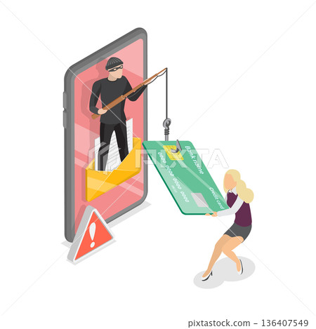 3D Isometric Flat  Illustration of Spam. Item 1 136407549