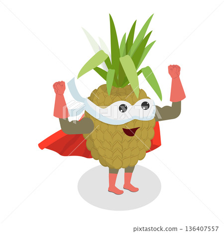 3D Isometric Flat Illustration of Pineapple Hero. Item 2 3D Isometric Flat Illustration of Pineapple Hero. Item 2 136407557