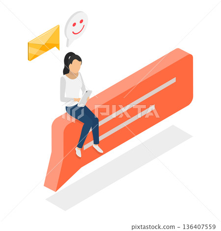 3D Isometric Flat Illustration of Digital Conversation. Item 3 3D Isometric Flat Illustration of Digital Conversation. Item 3 136407559