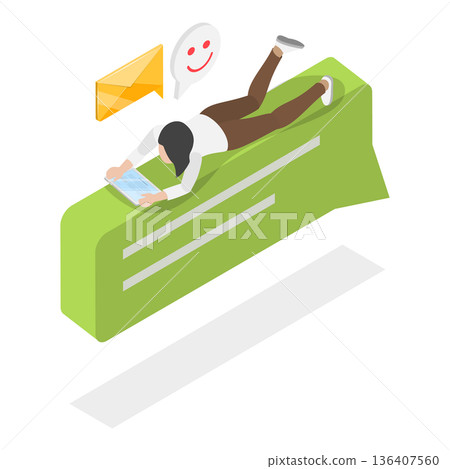 3D Isometric Flat Illustration of Digital Conversation. Item 2 3D Isometric Flat Illustration of Digital Conversation. Item 2 136407560