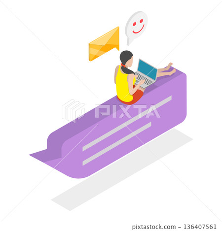 3D Isometric Flat  Illustration of Digital Conversation. Item 1 136407561