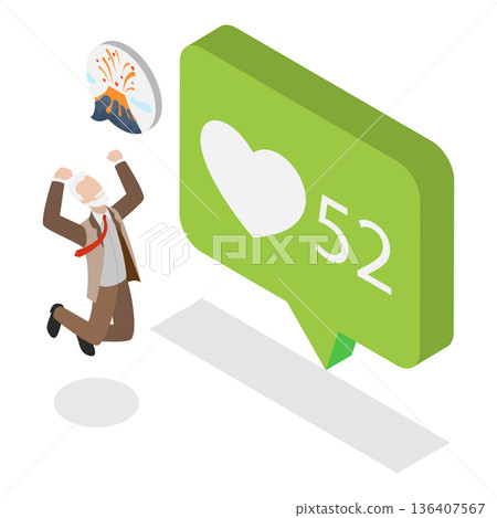3D Isometric Flat Illustration of Like Bubbles. Item 2 3D Isometric Flat Illustration of Like Bubbles. Item 2 136407567