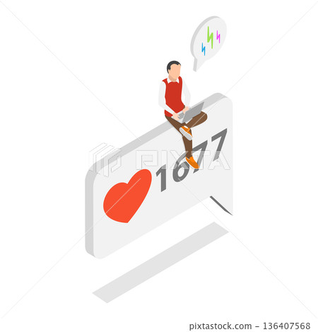 3D Isometric Flat Illustration of Like Bubbles. Item 1 3D Isometric Flat Illustration of Like Bubbles. Item 1 136407568