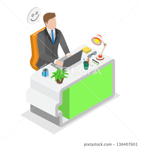 3D Isometric Flat Illustration of Burnout Vs Full Energy. Item 1 3D Isometric Flat Illustration of Burnout Vs Full Energy. Item 1 136407601