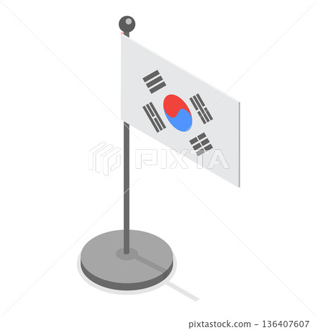 3D Isometric Flat Illustration of South Korea National Symbols. Item 6 3D Isometric Flat Illustration of South Korea National Symbols. Item 6 136407607