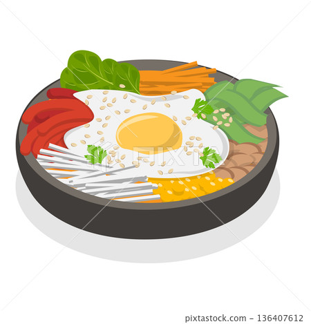 3D Isometric Flat Illustration of South Korea National Symbols. Item 1 3D Isometric Flat Illustration of South Korea National Symbols. Item 1 136407612