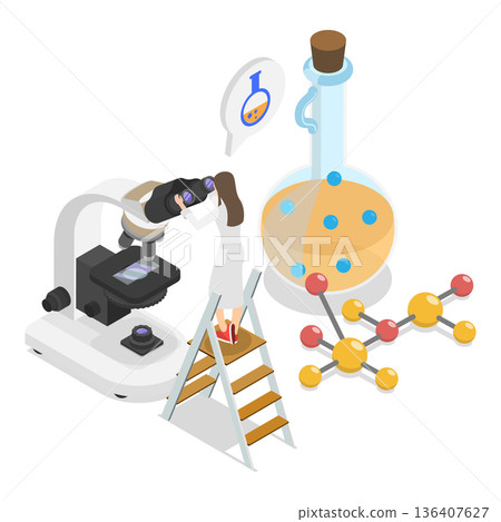 3D Isometric Flat  Illustration of Laboratory Exploration. Item 1 136407627