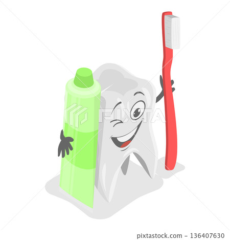 3D Isometric Flat  Illustration of Dental Care. Item 7 136407630