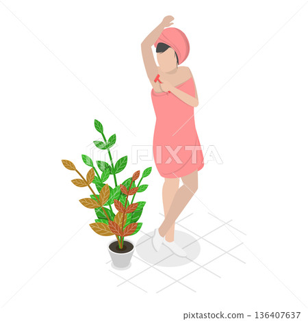 3D Isometric Flat Illustration of Hair Removal. Item 4 3D Isometric Flat Illustration of Hair Removal. Item 4 136407637