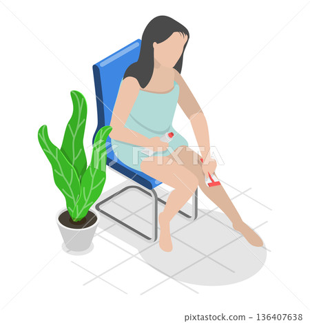3D Isometric Flat  Illustration of Hair Removal. Item 3 136407638