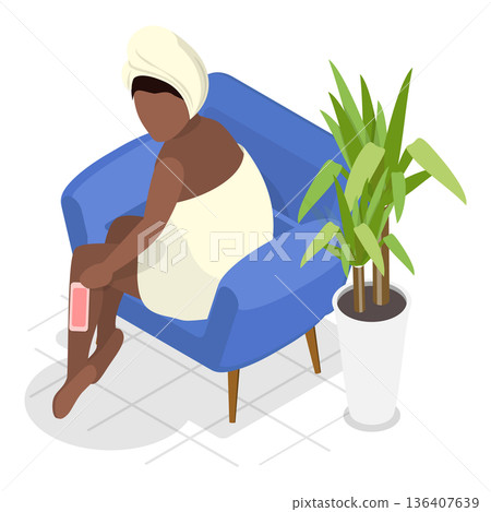 3D Isometric Flat  Illustration of Hair Removal. Item 2 136407639