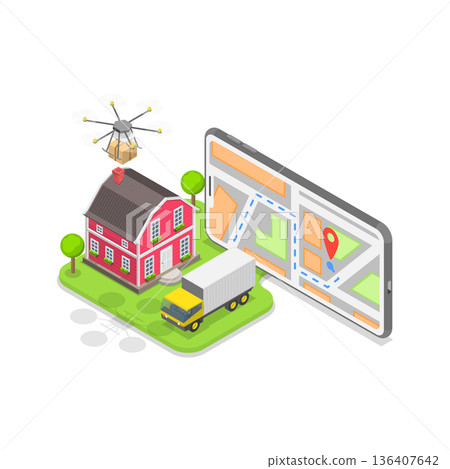 3D Isometric Flat  Illustration of Digital Gift Voucher. Item 3 136407642