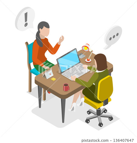 3D Isometric Flat Illustration of Job Interview, Recruitment Agency. Item 1 3D Isometric Flat Illustration of Job Interview, Recruitment Agency. Item 1 136407647
