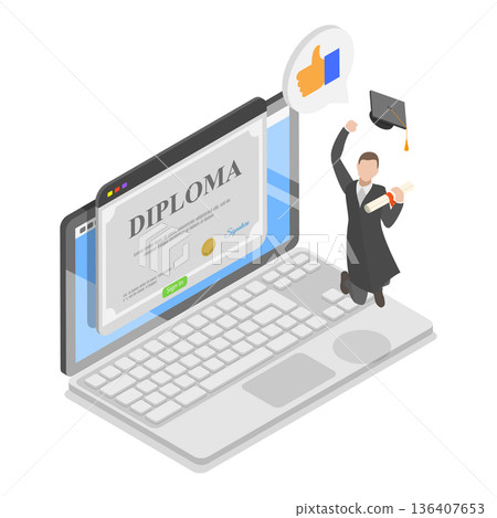3D Isometric Flat  Illustration of Opportunities, Personalized Learning Path. Item 1 136407653