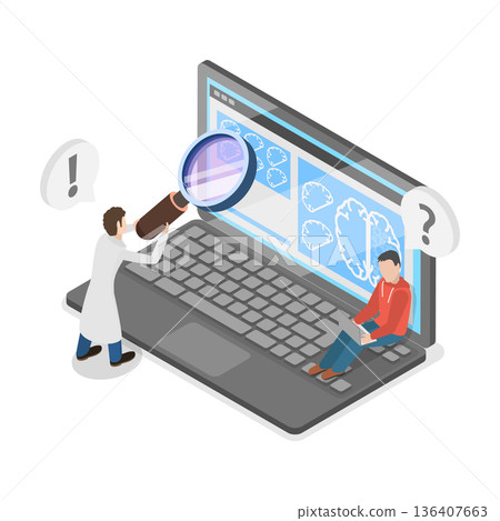 3D Isometric Flat Illustration of Brain Neurological Health. Item 3 3D Isometric Flat Illustration of Brain Neurological Health. Item 3 136407663