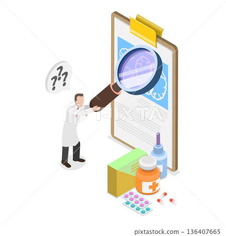 3D Isometric Flat Illustration of Brain Neurological Health. Item 1 3D Isometric Flat Illustration of Brain Neurological Health. Item 1 136407665