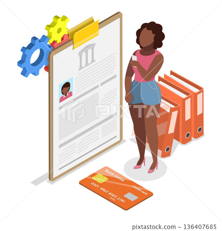 3D Isometric Flat  Illustration of Contactless Payment. Item 1 136407685