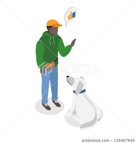 3D Isometric Flat Illustration of Pet Lovers. Item 8 3D Isometric Flat Illustration of Pet Lovers. Item 8 136407698