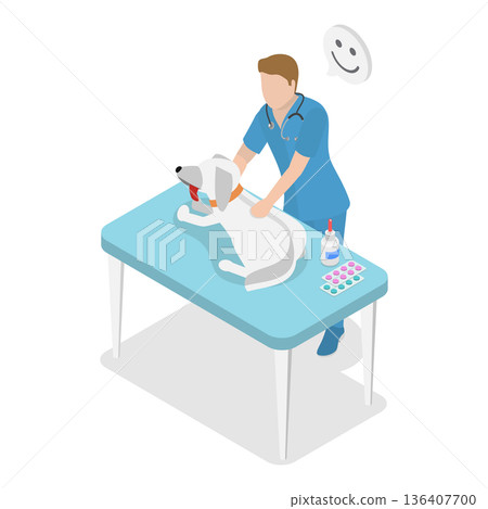 3D Isometric Flat  Illustration of Pet Lovers. Item 6 136407700