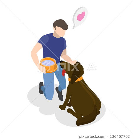 3D Isometric Flat Illustration of Pet Lovers. Item 4 3D Isometric Flat Illustration of Pet Lovers. Item 4 136407702