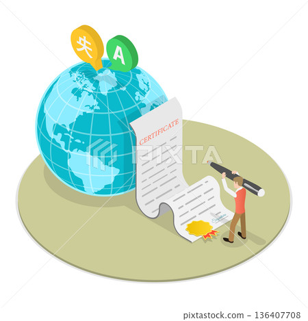 3D Isometric Flat  Illustration of Quality Management. Item 1 136407708