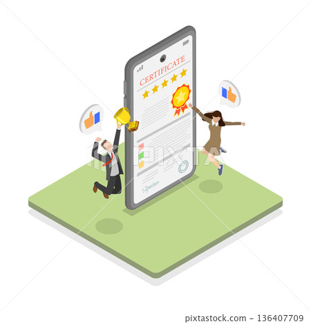 3D Isometric Flat Illustration of Approve Checklist. Item 2 3D Isometric Flat Illustration of Approve Checklist. Item 2 136407709