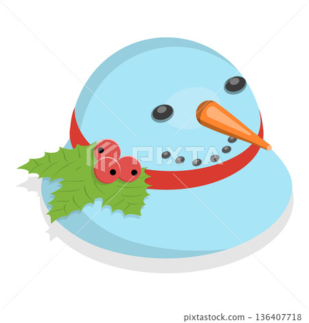 3D Isometric Flat  Illustration of Christmas Holiday Hats. Item 4 136407718