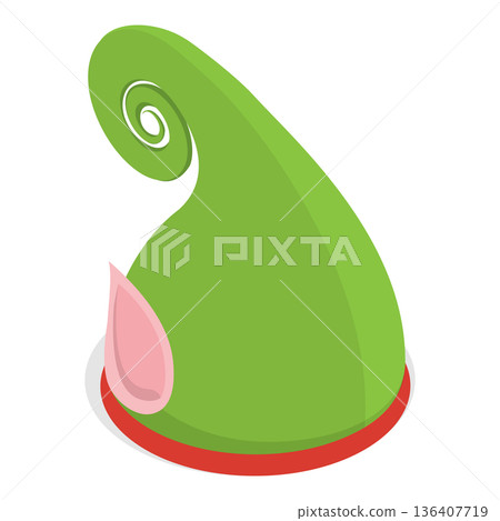 3D Isometric Flat Illustration of Christmas Holiday Hats. Item 3 3D Isometric Flat Illustration of Christmas Holiday Hats. Item 3 136407719