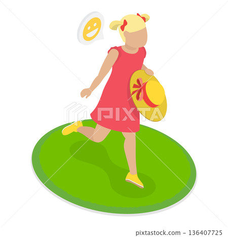 3D Isometric Flat Illustration of Happy Children Havin Fun. Item 1 3D Isometric Flat Illustration of Happy Children Havin Fun. Item 1 136407725